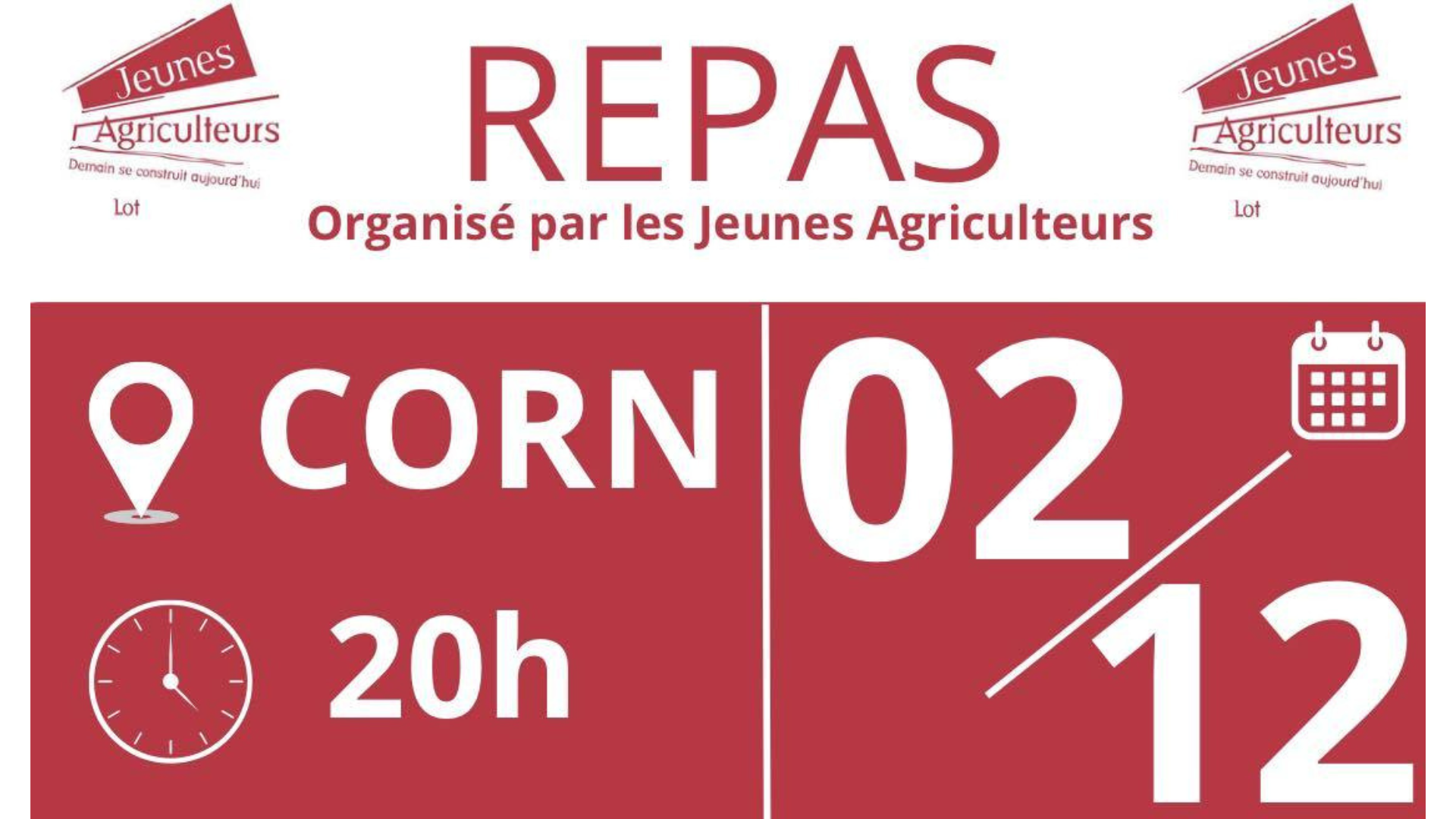 Jeunes Agriculteurs : Repas du canton de Livernon le 2 décembre