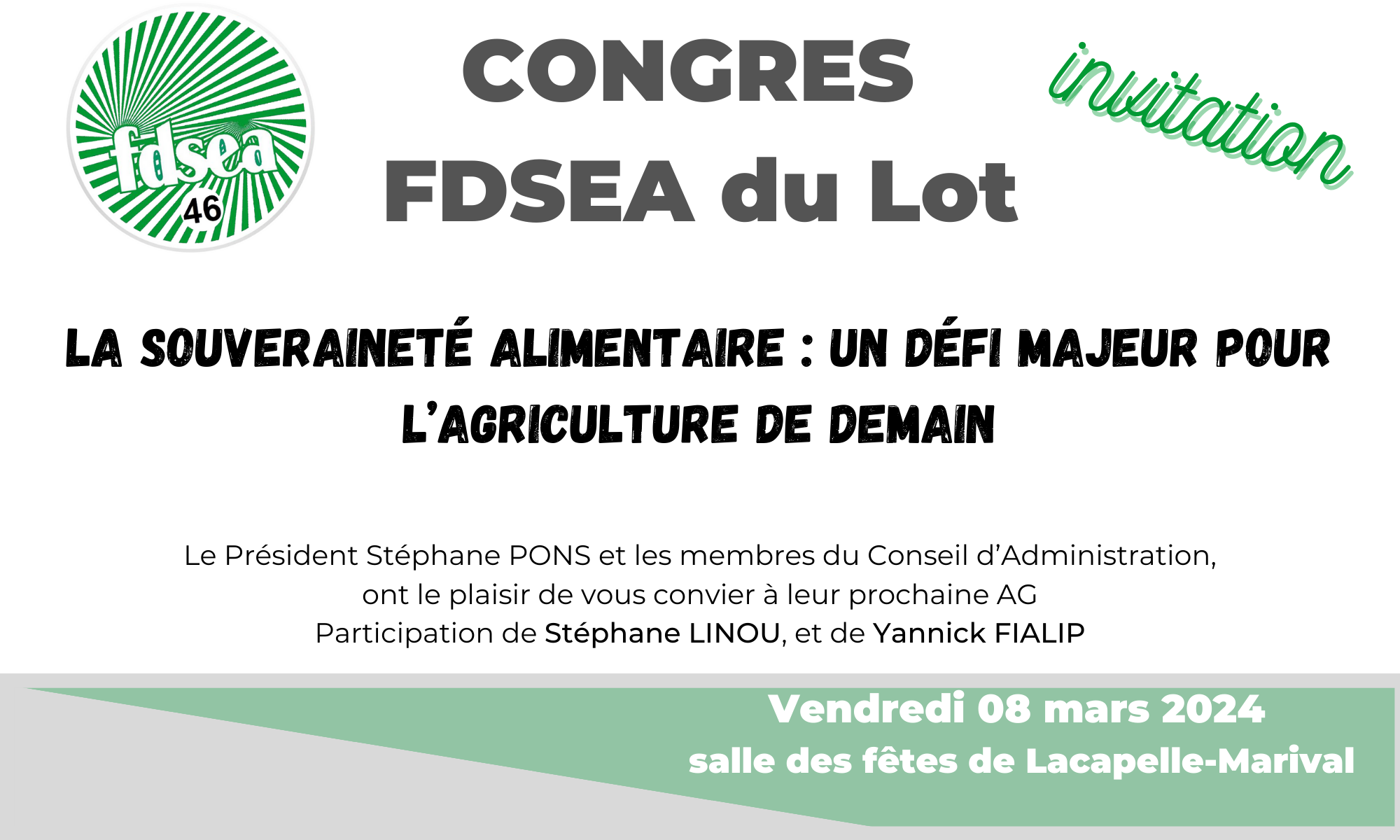 Congres FDSEA du Lot le 8 mars à Lacapelle-Marival