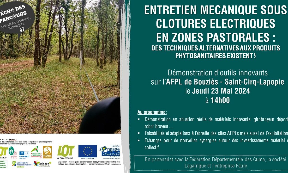 Bouziès : Démonstration d'entretien mécanique sous clôture en zones pastorales le 23 mai