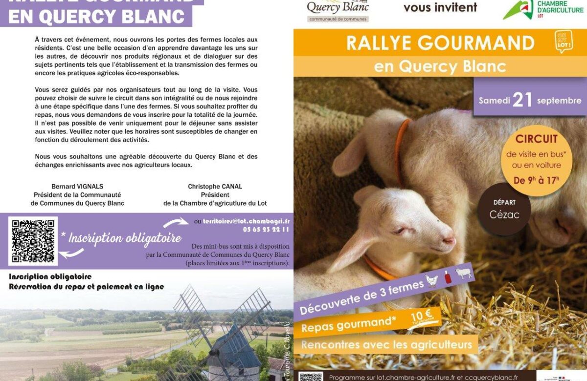 Rallye Gourmand en Quercy Blanc samedi 21 septembre