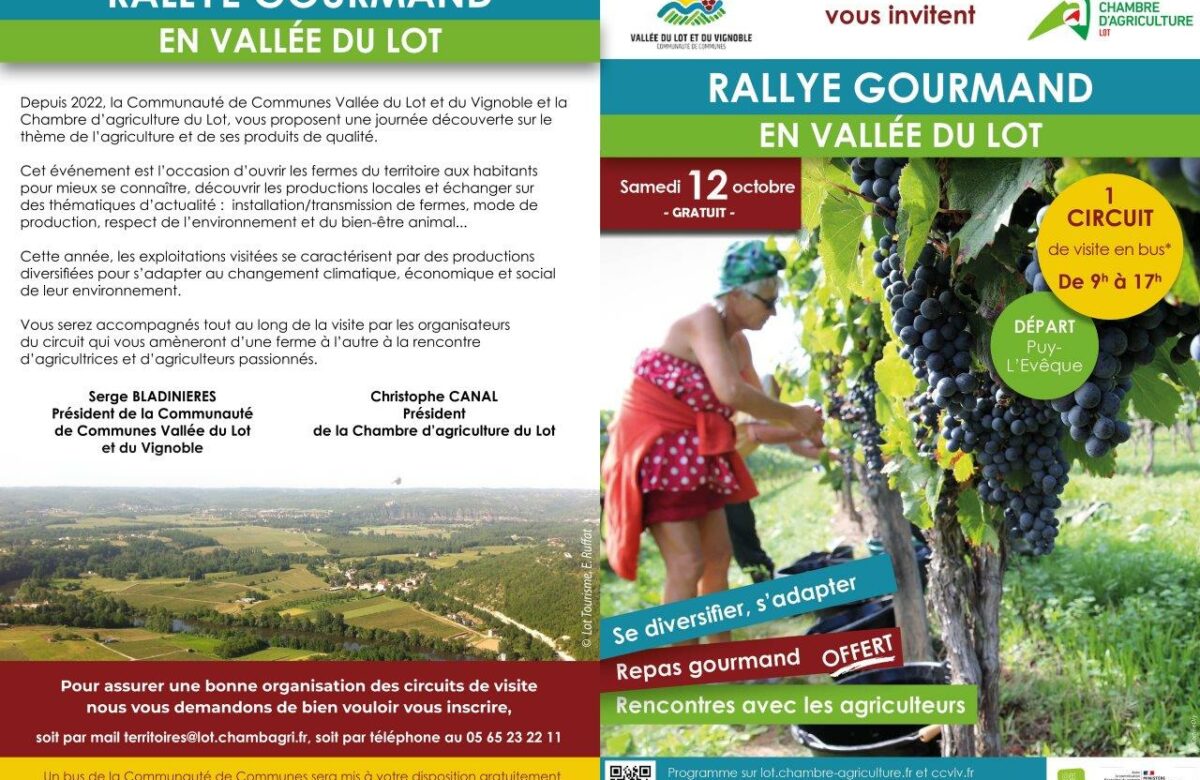 Rallye Gourmand en Vallée du Lot samedi 12 octobre