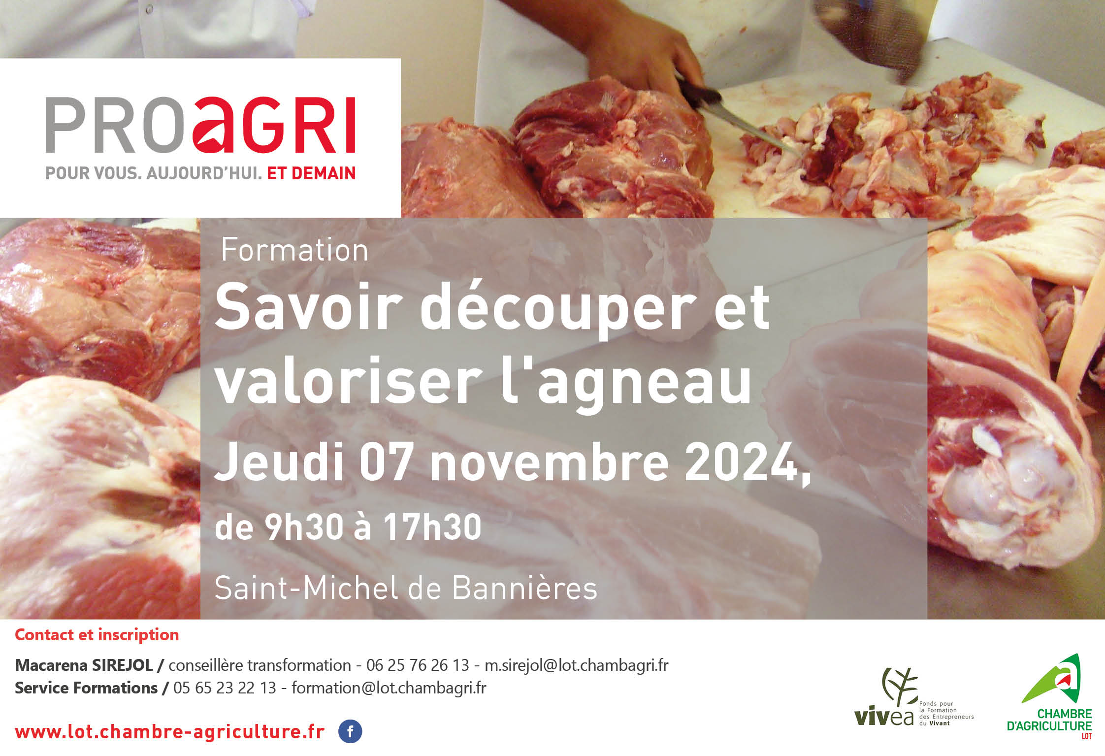 Savoir découper et valoriser l’agneau le 7 novembre à Saint-Michel de Bannières