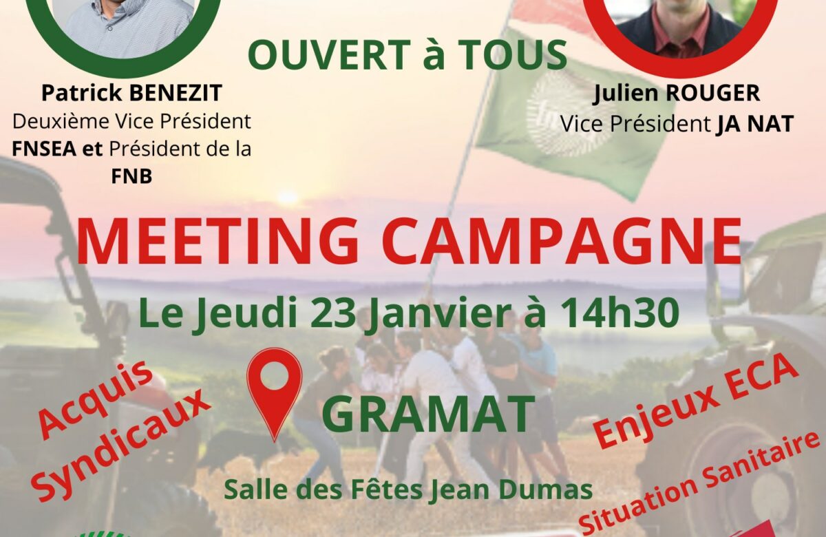 FDSEA/JA : Ne manquez pas notre grand meeting de campagne à Gramat !