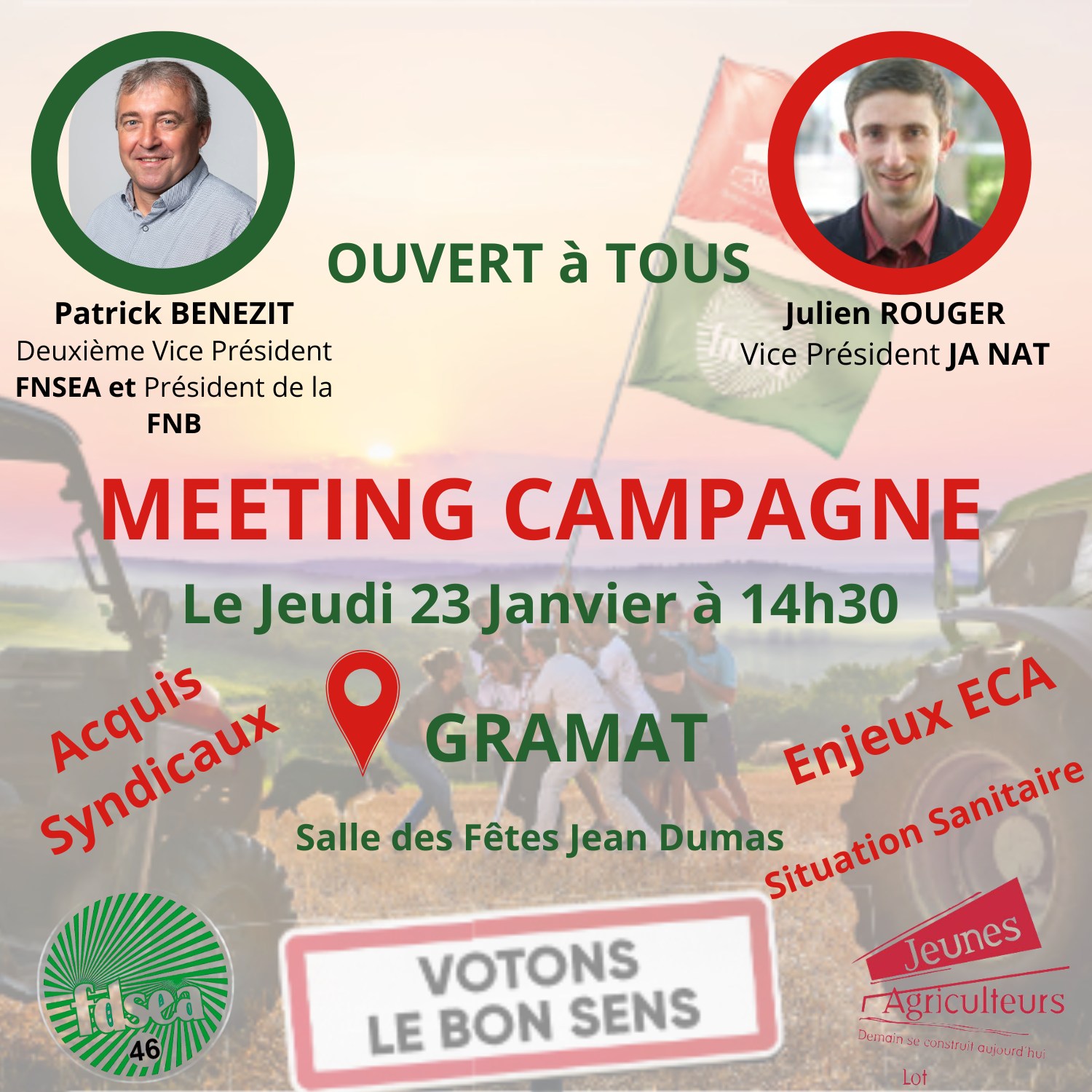 FDSEA/JA : Ne manquez pas notre grand meeting de campagne à Gramat !