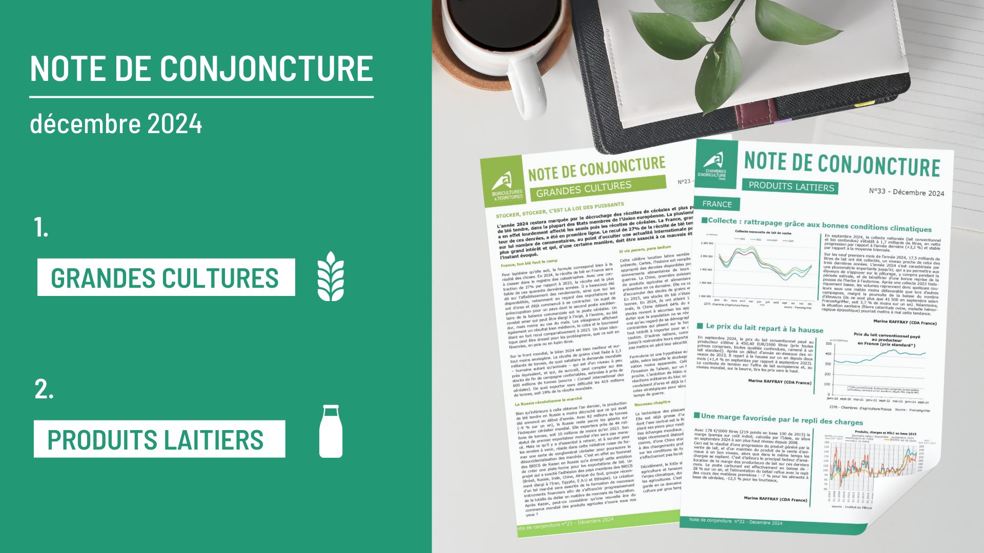 Deux nouvelles Notes de conjoncture sur les Grandes cultures et les Produits laitiers sont parues !