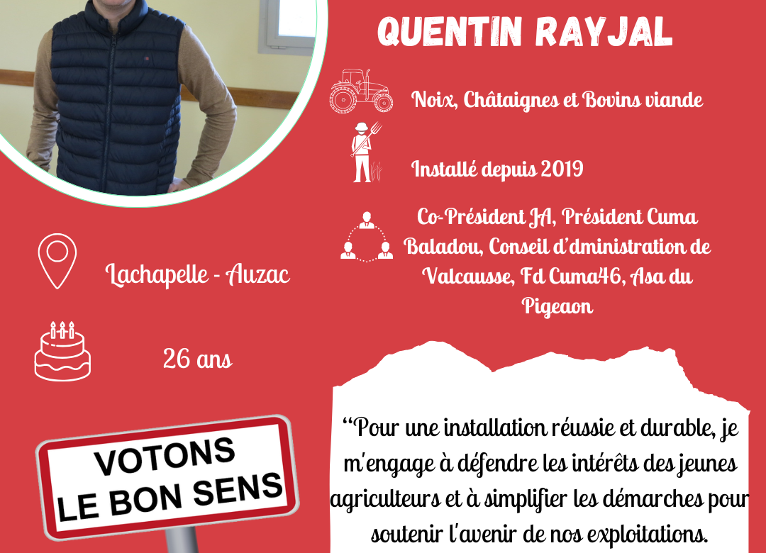 Élections Chambre d’agriculture : FDSEA/JA portrait de Quentin RAYJAL