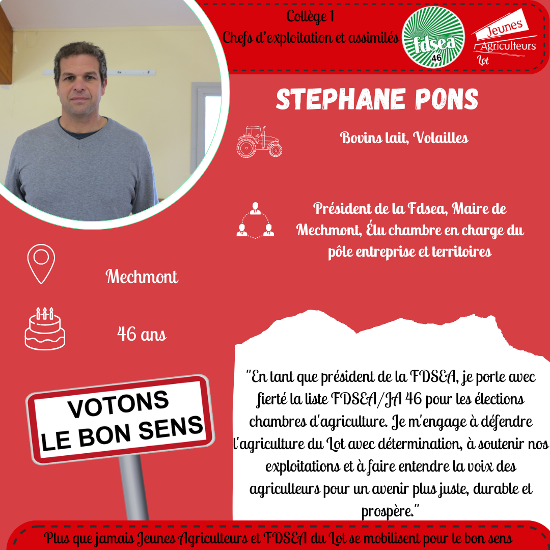 Élections Chambre d’agriculture : FDSEA/JA portrait de Stéphane PONS