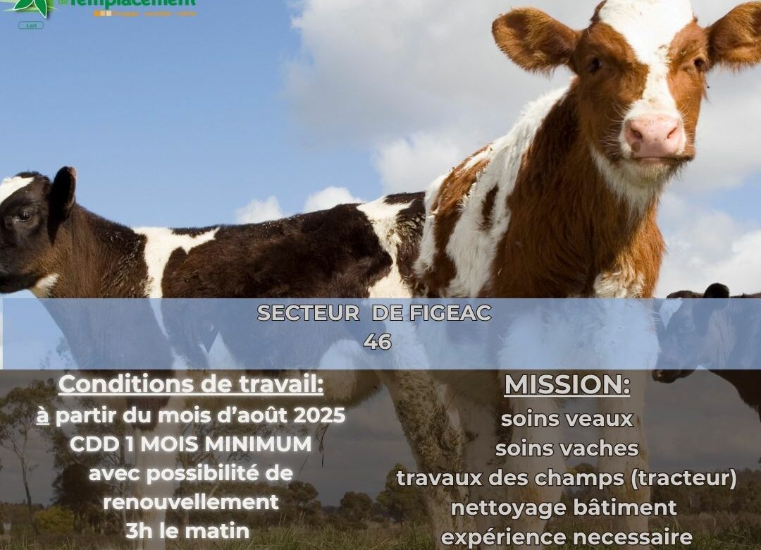 Offre d’emploi : ouvrier agricole secteur Figeac (46)