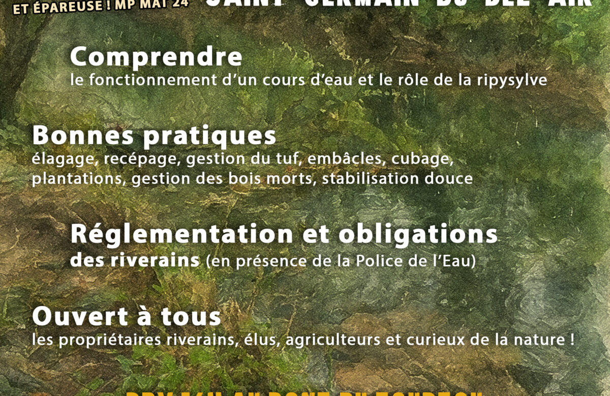 Atelier Gestion et entretien des cours d’eau, le 13 novembre à Saint-Germain-du-Bel-Air