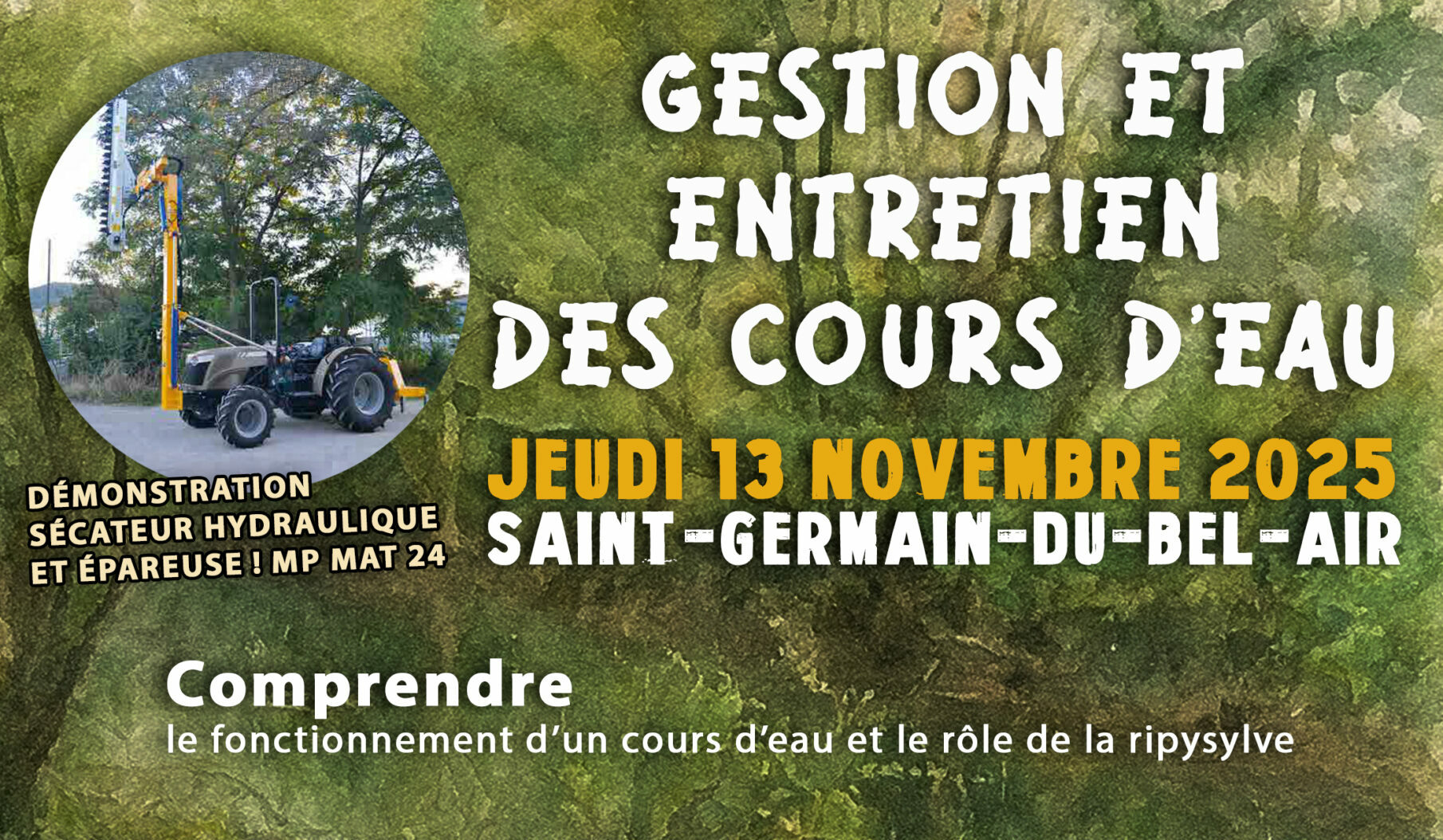 Atelier Gestion et entretien des cours d’eau, le 13 novembre à Saint-Germain-du-Bel-Air
