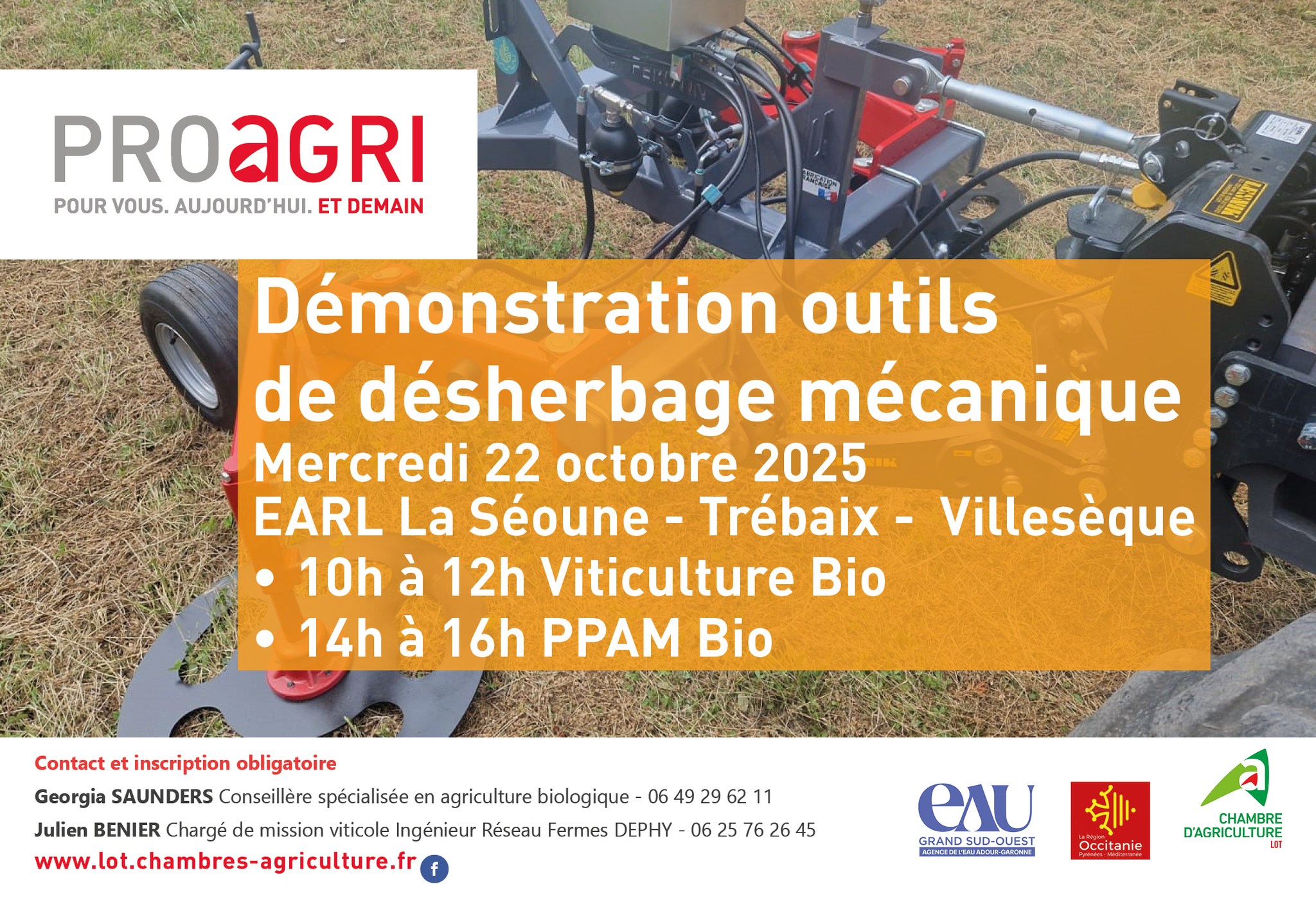 Démonstration d’outils de désherbage mécanique en viticulture et PPAM bio