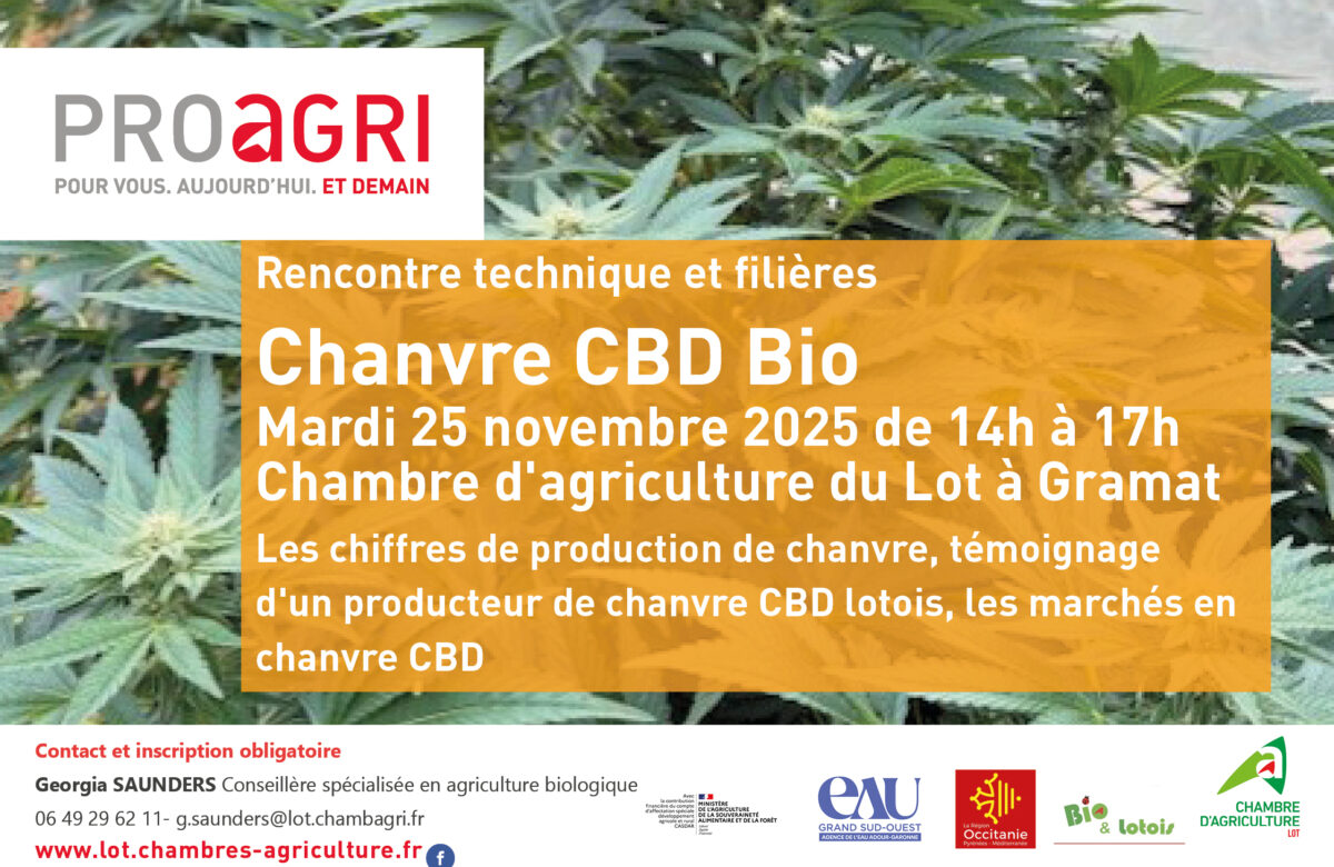 Rencontre technique « Chambre CBD bio », le 25 novembre 2025 à Gramat