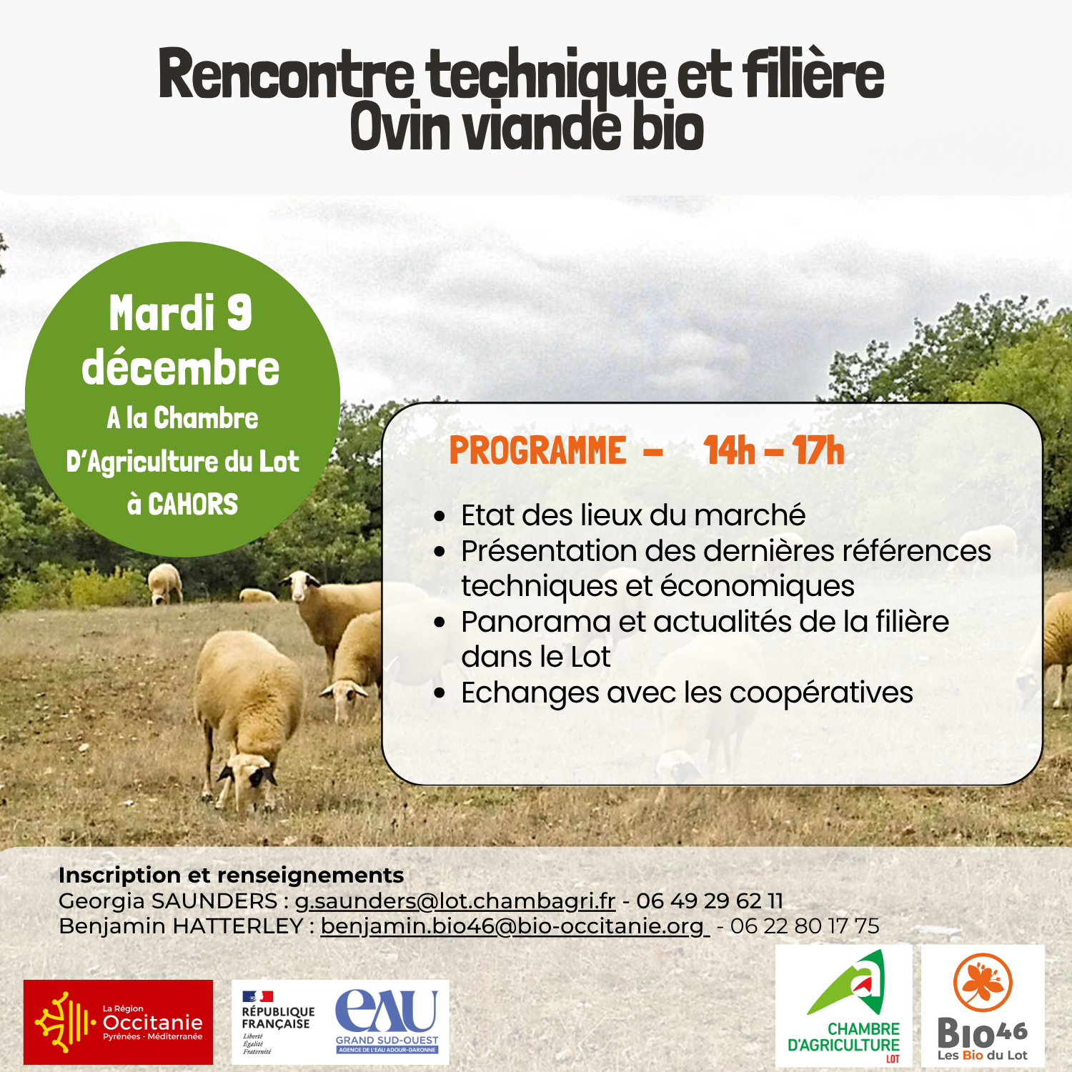 Rencontre technique et filière ovin viande bio, le 9 décembre