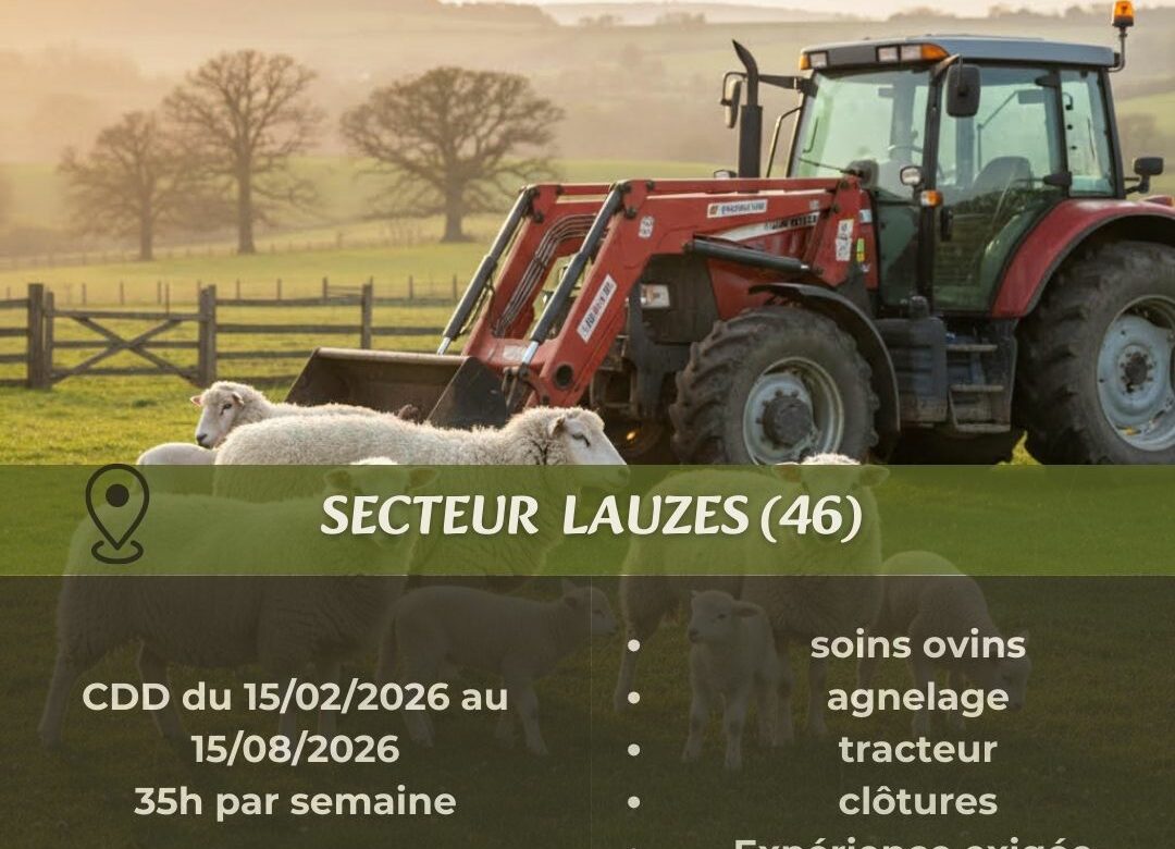 Offre d’emploi salarié agricole Lauzes
