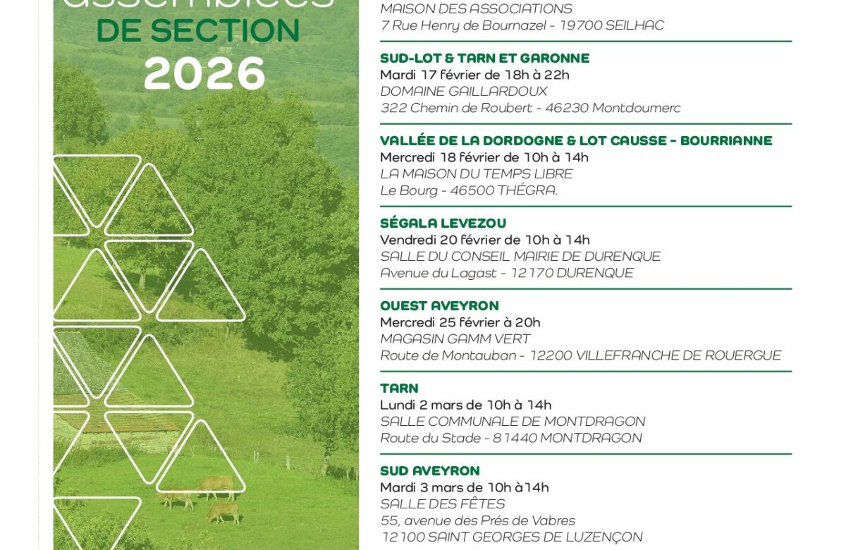 Natera : Retrouvez les dates et les lieux des assemblées de section 2026