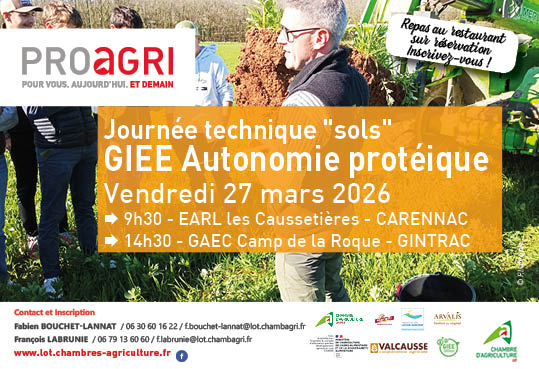 Journée technique «&nbsp;Sols&nbsp;» – GIEE Autonomie protéique Vendredi 27 mars 2026