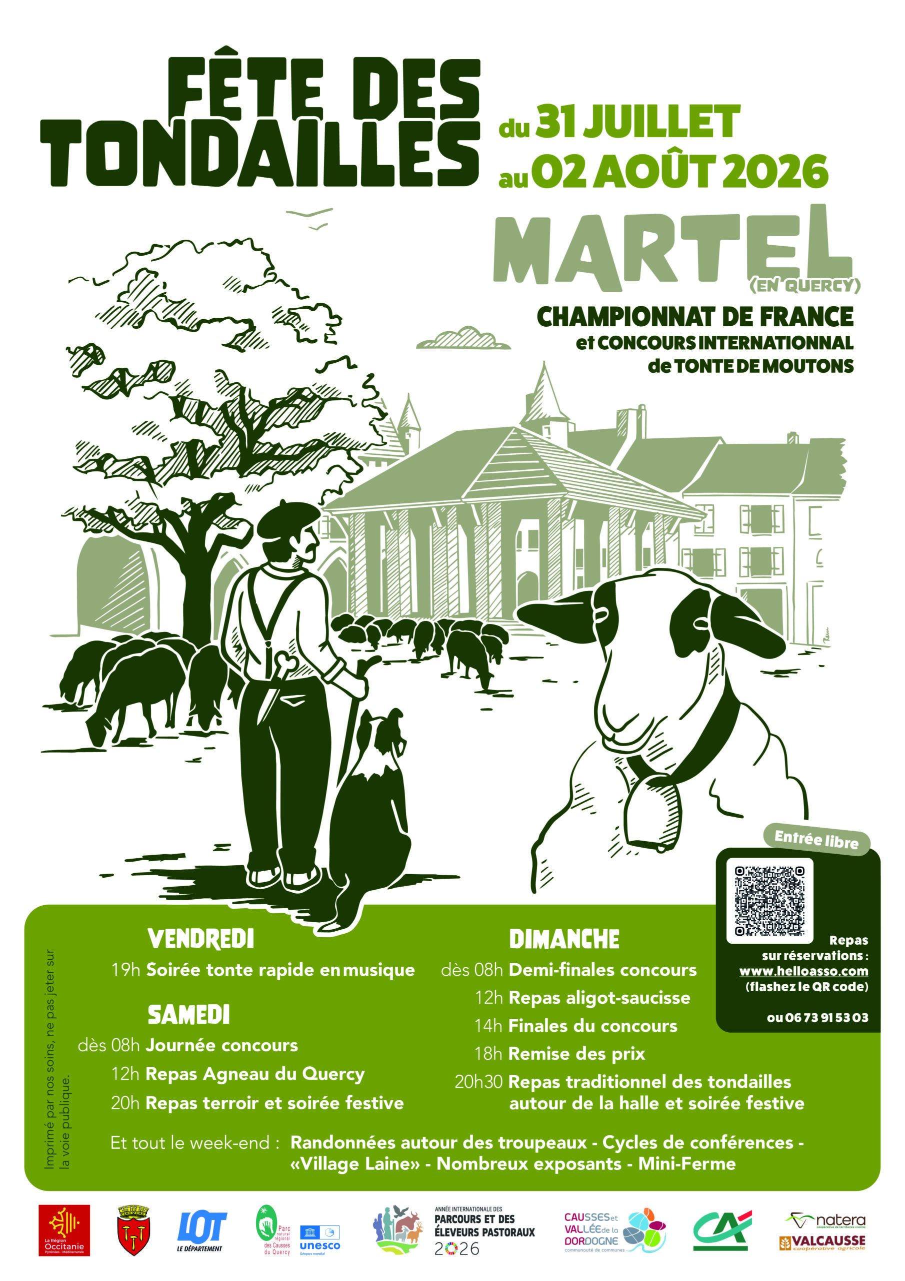 Communiqué&nbsp;: 31 juillet, 1er et 2 août à Martel – Championnat de France  et concours international de tonte de moutons
